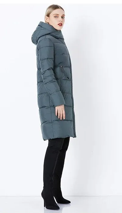 Women's Winter Windproof Warm Cotton-Padded Long Down Coat