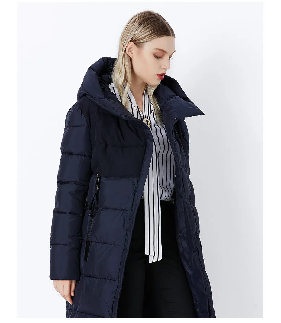 Women's Winter Windproof Warm Cotton-Padded Long Down Coat